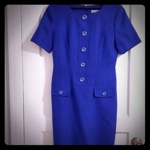 Vintage ASL Blue. career wiggledress. Zip Up back.